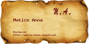Matics Anna névjegykártya