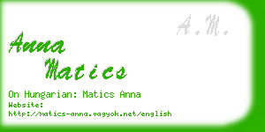anna matics business card